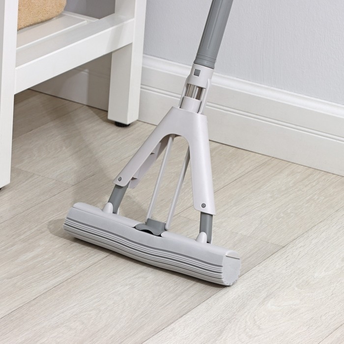 Швабра для мытья пола PVA Raccoon, со складным отжимом, насадка 28&times;6 см, стальная ручка с 3 секциями 130 см