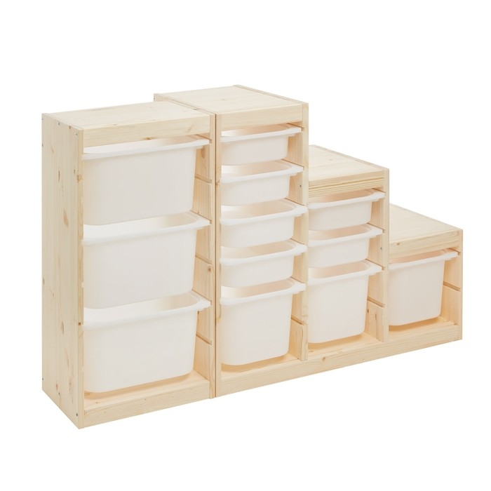 Стеллаж TROFAST-2, с контейнерами, Массив сосны