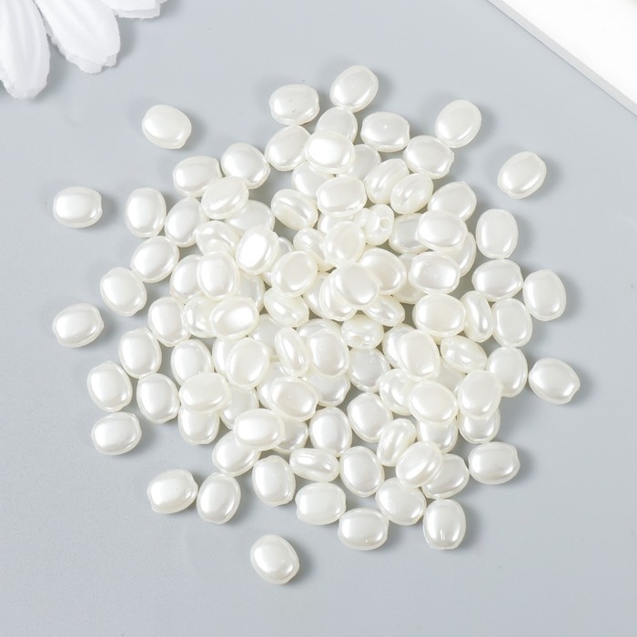 Бусины для творчества пластик "Плоские жемчужинки" набор 20 гр