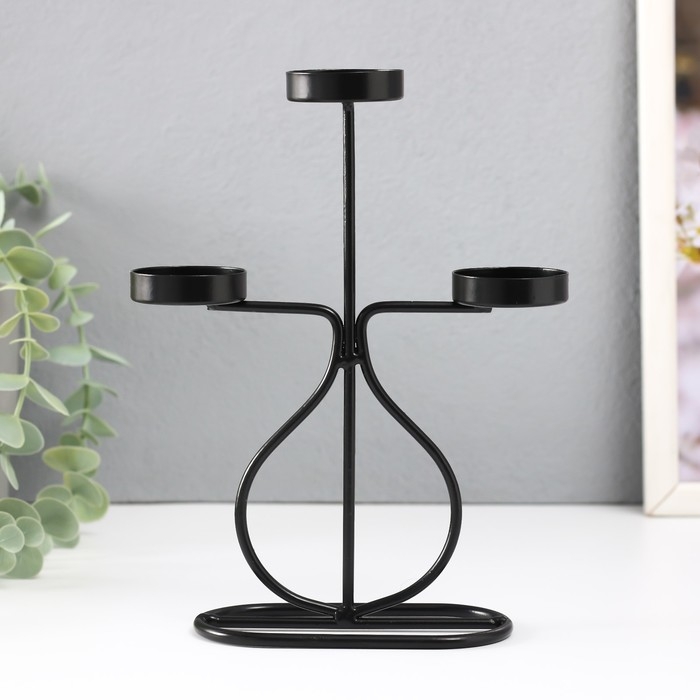 Подсвечник металл на 3 свечи Подсвечник металл на 3 свечи "Бутылочка" d=4 см чёрный 15,5х6х21 см