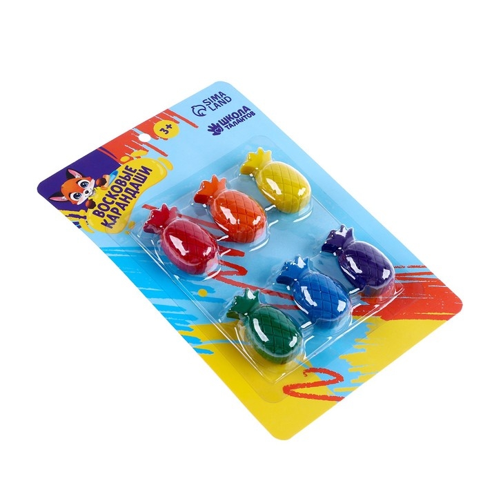 Восковые карандаши «Ананасы», набор 6 цветов Восковые карандаши «Ананасы», набор 6 цветов