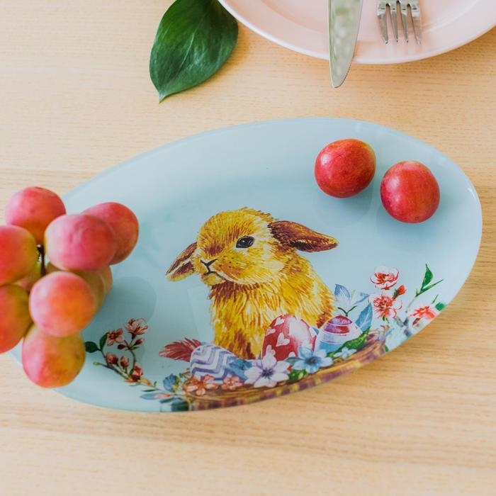 Блюдо стеклянное овальное Доляна &laquo;Кролик&raquo;, овальное, 24,5&times;15 см