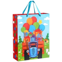 Набор подарочных пакетов, 31х40х11.5 см, Синий трактор