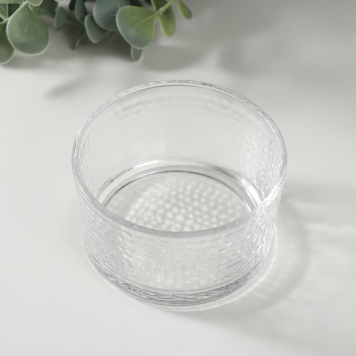 Подсвечник стекло на 1 свечу "Мятый круг" прозрачный 8,8х8,8х5 см