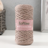 Шнур для вязания без сердечника 70% хлопок, 30% полиэстер 1мм 200м/60&plusmn;10гр (04-темно-бежев)