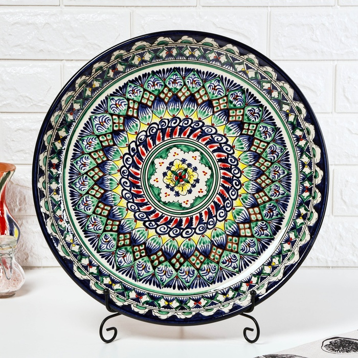 Ляган Риштанская Керамика Ляган Риштанская Керамика "Узоры", 36 см, синий микс