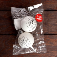 Ёлочное украшение под раскраску на новый год &laquo;Мишка и снегирь&raquo;, 2 шт, d=5.5 см, новогодний набор для творчества