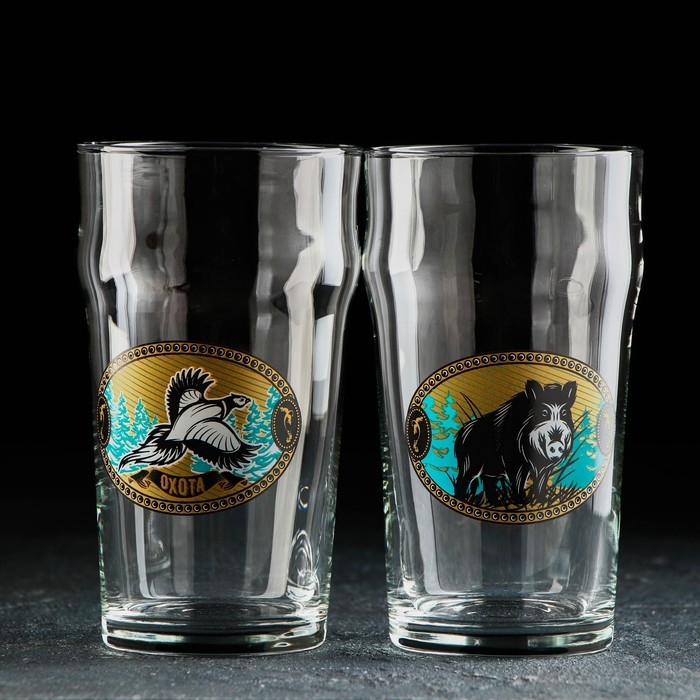 Стакан стеклянный для пива &laquo;На охоте&raquo;, 570 мл, рисунок МИКС