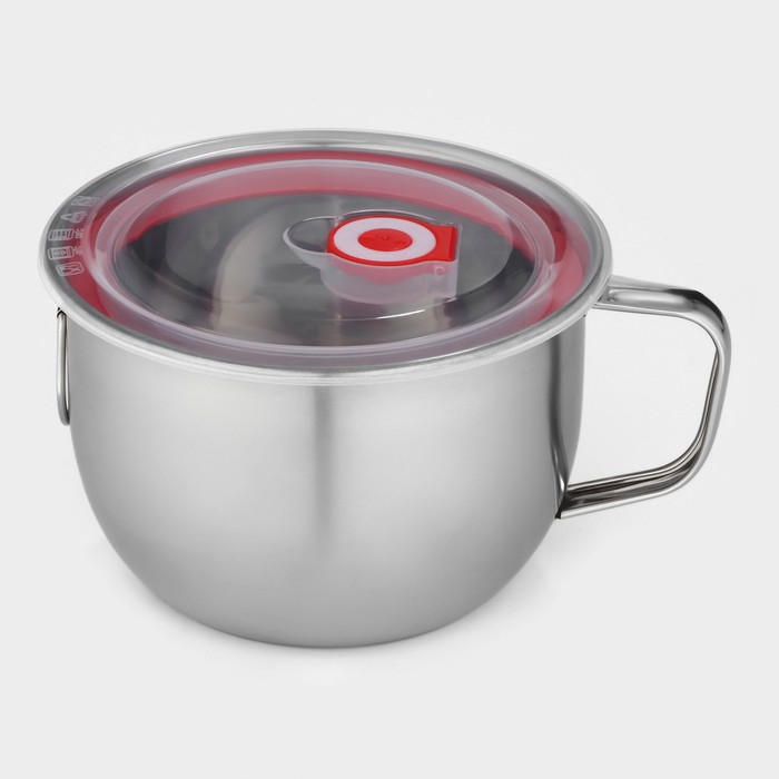 Кружка из нержавеющей стали с вакуумной крышкой, 1,3 л, d=15 см