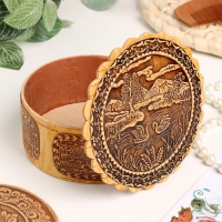 Шкатулка "Лебеди", 100 х 40 мм, береста Шкатулка "Лебеди", 100 х 40 мм, береста