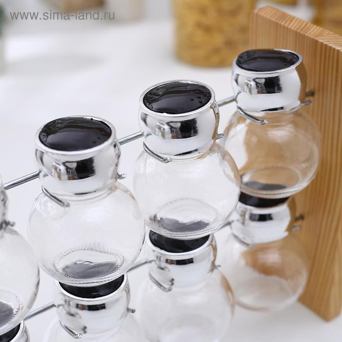 Набор для специй из стекла на подставке &laquo;Эко&raquo;, 8 предметов: 100 мл