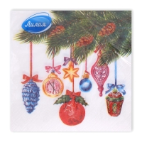 Новогодние салфетки бумажные Лилия &laquo;Пять минут&raquo;, 2 слоя, 33х33 см, 20 шт