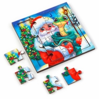 Пазлы для детей деревянные «Новый год! Дед Мороз и змея», 16 элементов, символ года 2025 Пазлы для детей деревянные «Новый год! Дед Мороз и змея», 16 элементов, символ года 2025