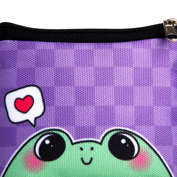 Кошелек детский текстильный "Лягушка", 11х9х0,5 см, цвет фиолетовый