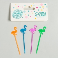 Шпажки для канапе &laquo;Фламинго&raquo;, набор 12 шт., цвета МИКС