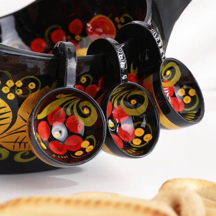 Братина &laquo;Лебедь&raquo;, 22&times;18&times;28 см, с ковшами 6 шт, хохлома