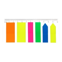 Закладки с клеевым краем пластиковые 12х45 мм, ErichKrause "Neon", 20x45 мм, 150 листов 5 цветов