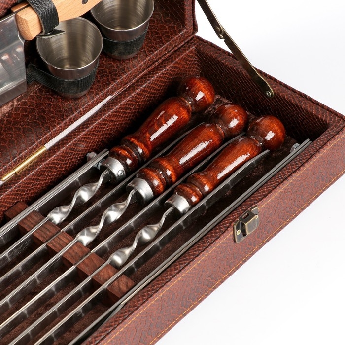 Набор с шампурами подарочный Набор с шампурами подарочный "Элит-М" в коробке из эко-кожи №11