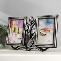 Фоторамка пластик на 2 фото 10х15 см "Тюльпаны" тёмное серебро 20х31 см Фоторамка пластик на 2 фото 10х15 см "Тюльпаны" тёмное серебро 20х31 см