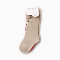 Новый год.Гольфы детские 2 пары Крошка Я, 14-16 см, бежевый / красный