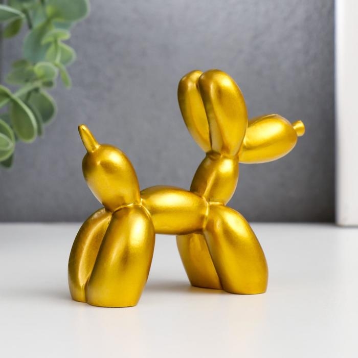 Сувенир полистоун Сувенир полистоун "Воздушный шарик - собачка" золото 8х10х4 см