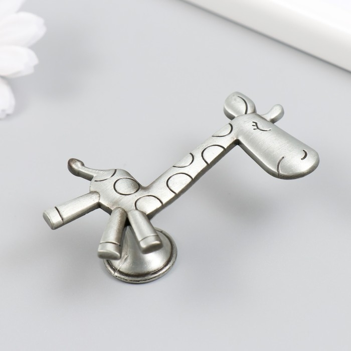 Ручка для шкатулки металл "Жираф" состаренное серебро 7,7х5,5х2,3 см