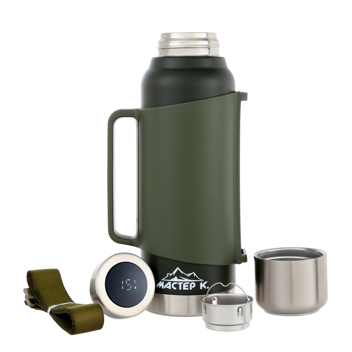 Термос, 1.2 л, Движение Термос, 1.2 л, Движение "Мастер К", сохраняет тепло 48 ч, с кружкой, с термометром