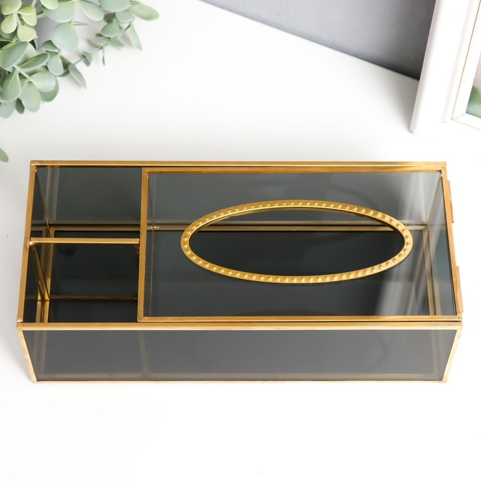 Шкатулка стекло салфетница и подставка Шкатулка стекло салфетница и подставка "Затемнённая" 7,5х11,5х25,5 см