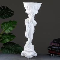 Фигурное кашпо "Ангел с розами", белый, 1,8 л/ 24х27х70см