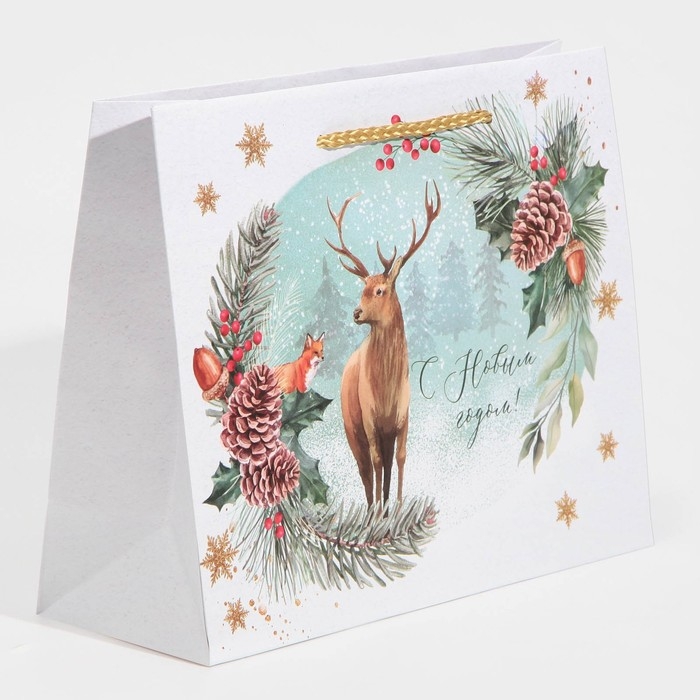 Пакет подарочный новогодний ламинированный &laquo;На лесной опушке&raquo;, MS 23 х 18 х 8 см