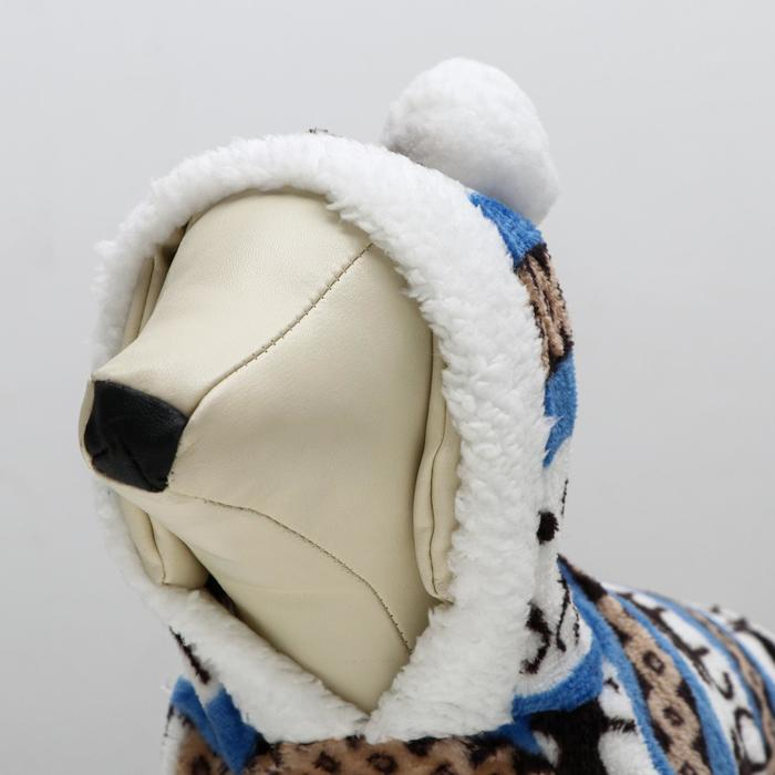 Комбинезон "Олени" с капюшоном, размер XL (ДС 40 см, ОГ 50 см, ОШ 40 см), голубой