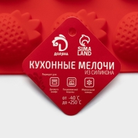 Форма для выпечки Доляна &laquo;Клубника&raquo;, силикон, 19&times;11&times;1,5 см, 6 ячеек (4&times;3,5 см), цвет красный