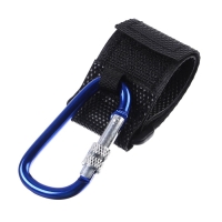 Карабин для сумок на коляску, на липучке, цвет черный/синий