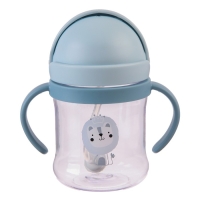 Поильник - непроливайка детский с силиконовой трубочкой, 250 мл., с ручками, цвет голубой Поильник - непроливайка детский с силиконовой трубочкой, 250 мл., с ручками, цвет голубой