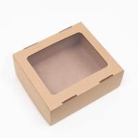 Коробка сборная, крышка-дно, &laquo;бурая&raquo;, с окном, 21 х 18 х 8 см