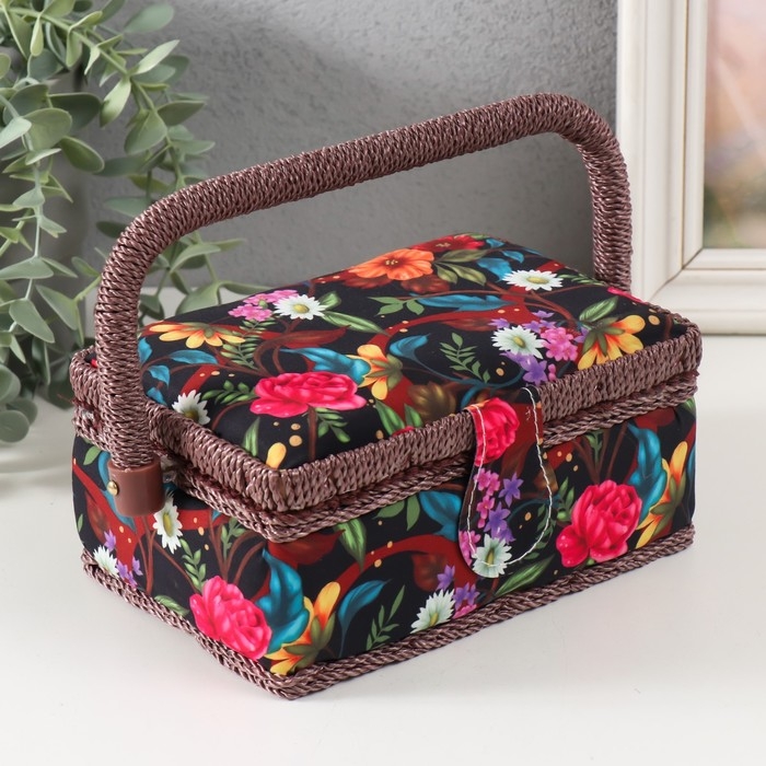 Шкатулка для рукоделия Шкатулка для рукоделия "Цветочный сад в ночи" 18х12х9,5 см