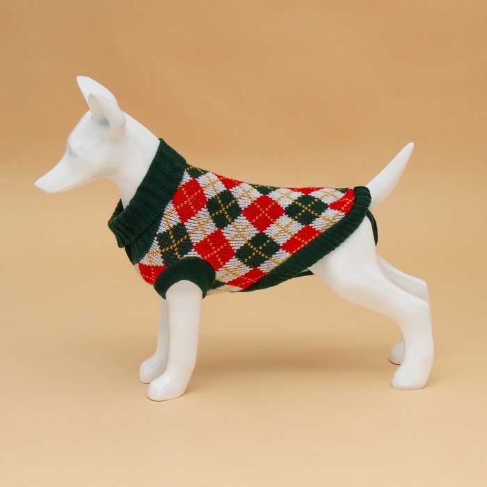 Свитер "Шахматы",  XL (ДС 34, ОШ 34, ОГ 32-51 см)