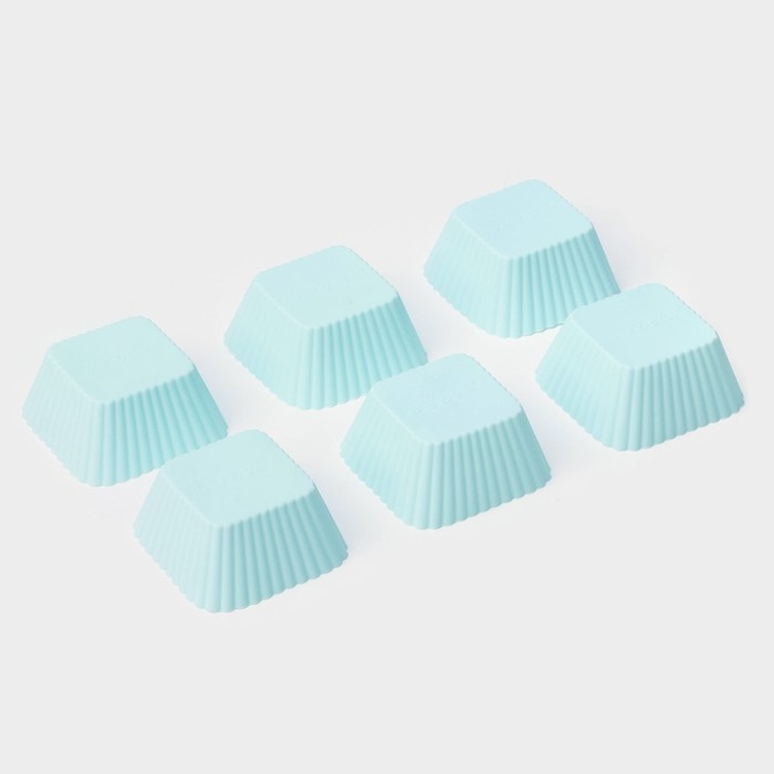 Набор форм для выпечки Доляна «Риб.Квадрат», силикон, 7×3,5 см, 6 шт, цвет мятный Набор форм для выпечки Доляна «Риб.Квадрат», силикон, 7×3,5 см, 6 шт, цвет мятный