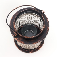 Подсвечник металл, стекло на 1 свечу "Узор на фонаре" патина на чёрном ручка 18х13,5х13,5 см 78228 Подсвечник металл, стекло на 1 свечу "Узор на фонаре" патина на чёрном ручка 18х13,5х13,5 см 78228