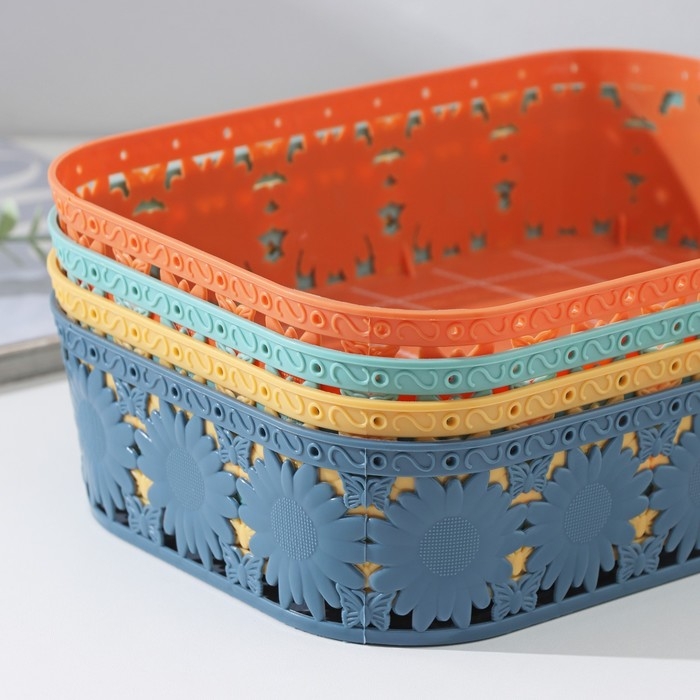 Корзина для хранения Доляна &laquo;Подсолнухи&raquo;, пластик, 24&times;17&times;6 см, цвет МИКС