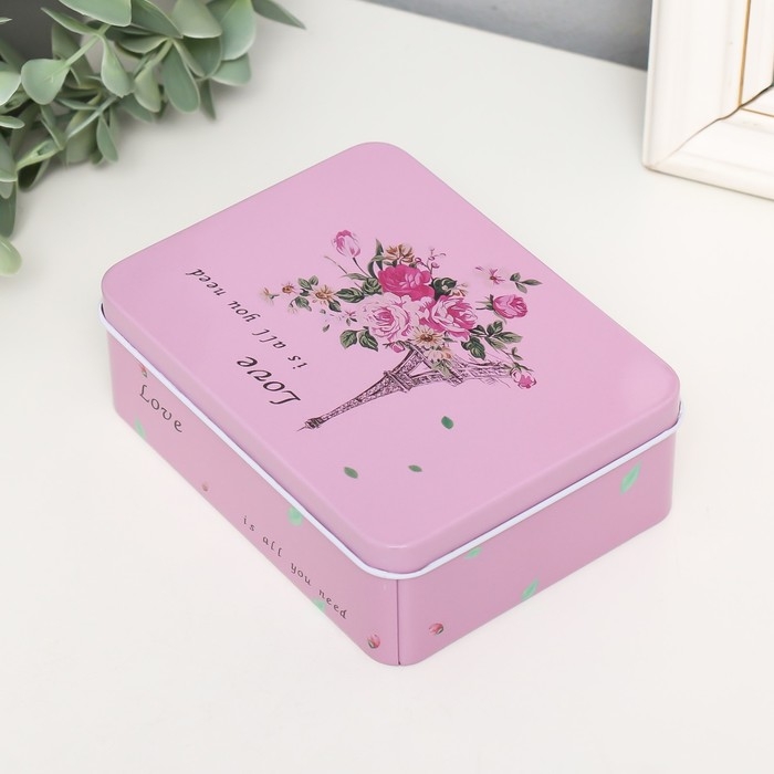 Шкатулка металл прямоугольная Шкатулка металл прямоугольная "Париж в цветах" 12,5х9,5х4,2 см