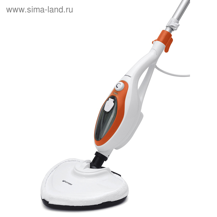 Паровая швабра Kitfort KT-1004-3, 1500 Вт, 350 мл, шнур 4.8 м, бело-оранжевая Паровая швабра Kitfort KT-1004-3, 1500 Вт, 350 мл, шнур 4.8 м, бело-оранжевая