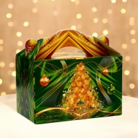 Подарочная коробка "Праздничный шелк взеленом" новогодняя Чемоданчик средний 20 x 12 x 19 см 1065302 Подарочная коробка "Праздничный шелк взеленом" новогодняя Чемоданчик средний 20 x 12 x 19 см 1065302