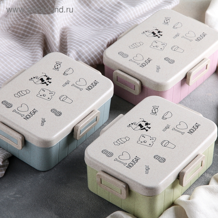 Ланч - бокс с ложкой Доляна &laquo;Люблю вкусняшки&raquo;, 1 л, 18&times;14&times;6,5 см, цвет МИКС