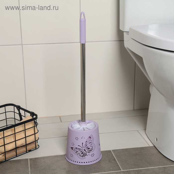 Ёрш для унитаза с подставкой «Бабочки», 12,5×12,5×50 см, цвет МИКС Ёрш для унитаза с подставкой «Бабочки», 12,5×12,5×50 см, цвет МИКС