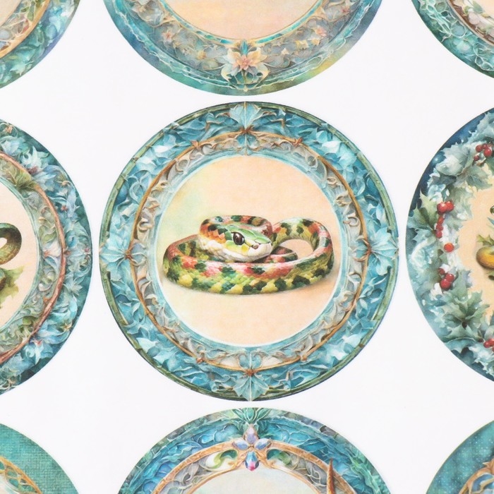 Новогодняя декупажная карта "Змеи", плотность 45 г/м2, формат А4