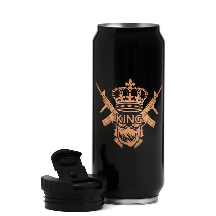 Термокружка, 400 мл, Банка "Мастер К. KING", сохраняет тепло 8 ч, 7.6 х 19.3 см