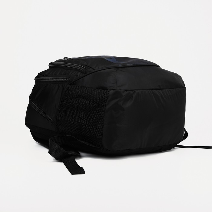 Рюкзак мужской со светоотражающими элементами, &laquo;Сакси&raquo;, 2 отдела на молниях, 4 наружных кармана, цвет чёрный/синий