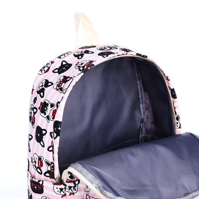 Рюкзак школьный из текстиля на молнии, 3 кармана, пенал, цвет розовый Рюкзак школьный из текстиля на молнии, 3 кармана, пенал, цвет розовый