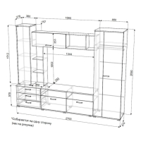 Гостиная КРОКУС Дуб Делано/Черный глянец 2700х2100х470 Гостиная КРОКУС Дуб Делано/Черный глянец 2700х2100х470